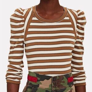 VERONICA BEARD Delano Puff-Sleeve Striped Top Size S